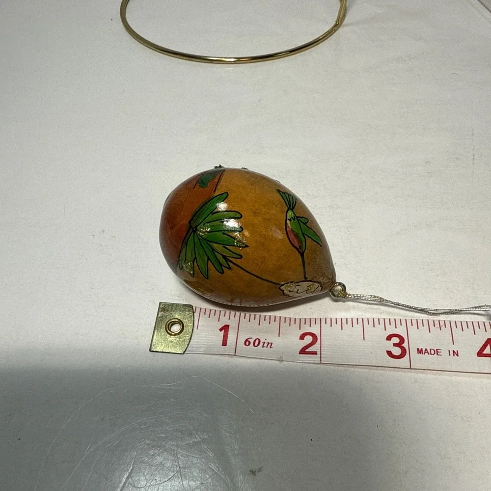 Small hand painted Hummingbird signed Sly‎ Short Gourd Ornament southwest Style